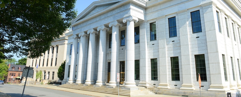 New York Court of Appeals Building was built with Greek Revival style in 1842 in downtown Albany, New York State, USA.